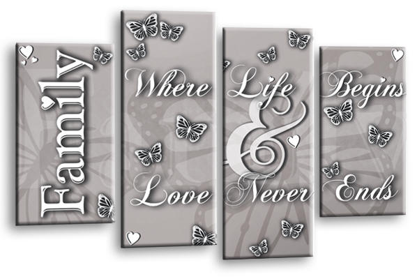 Multi Panel Canvas wall art picture prints, family quotes collection